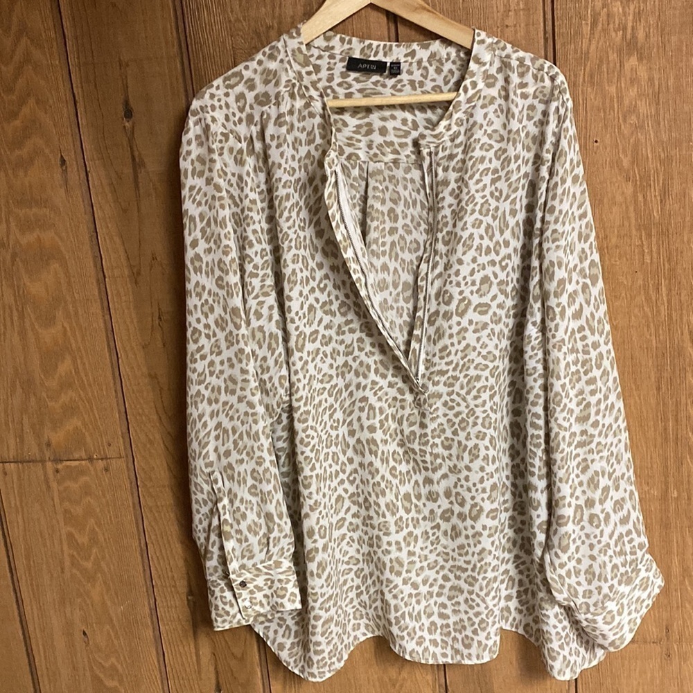 Apt 9 plus size half zip soft and silky animal print popover blouse women’s 3X - Picture 5 of 11